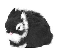 LIZEALUCKY Mini Realistic Cute Plush Rabbits Fur Lifelike Animal Easter Bunny Simulation Toy Model Gift Miniatures Decorations Soft Stuffed Animals Birthday Gift(Black)