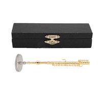 LIZEALUCKY Miniature Flute, 1:6 Mini Gold Flute with Stand and Case Copper Mini Musical Instrument Miniature Dollhouse Model Model Musical Gifts Home Decor Ornaments,4.3inch(Gold)