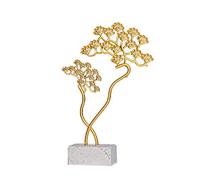 LIZEALUCKY Modern Gold Leaf Statues Metal Ornaments Iron Tree Crafts Sculpture Desktop Ornaments Home Office Figurine Accent Decor ((10# 23 X 15cm / 9.06 X 5.91in)
