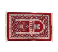 LIZEALUCKY Prayer Rug Islamic Muslim Ethnic Style Prayer Mat Ramadam Gift Tassel Design Travel Pilgrimage Meditation Chenille Material for Men Women Bedroom Kitchen (Red)