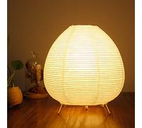 LIZEALUCKY Rice Paper Lamp, 23CM Small Papers Lantern Lamps Tripod Floor Lighting Desk Light White Rice Table Lamp Bedroom Standing Bedside Living Dining Room Study Decor