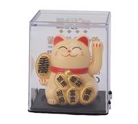 LIZEALUCKY Solar Powered Fortune Cat, Lucky Cat Good Luck Feng Shui Decoration, Mini Cats Wealth Welcoming Cute Cat with Waving Arm, for Home Display Car Decor (Yellow)