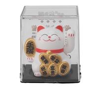 LIZEALUCKY Solar Powered Fortune Cat, Lucky Cat Good Luck Feng Shui Decoration, Mini Cats Wealth Welcoming Cute Cat with Waving Arm, for Home Display Car Decor (White)