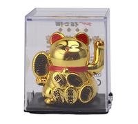 LIZEALUCKY Solar Powered Fortune Cat, Lucky Cat Good Luck Feng Shui Decoration, Mini Cats Wealth Welcoming Cute Cat with Waving Arm, for Home Display Car Decor (Gold)
