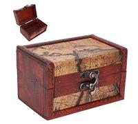 LIZEALUCKY Wooden Storage Box, Mini Vintage Storage Box Flip Open Type Storage Trunk Vintage Jewelry Keepsake Organizer Case Home Decoration Treasure Chest Decorative Home Storage Trunk Luggage