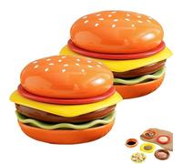 Lizeboyi 2 Pack Burger Dipping Bowls Set, 12 Pieces Stackable Sauce Bowls, Burger Plates Set, Dishwasher Safe, Seasoning Dish for Tomato Sauce, Ketchup, BBQ, Party