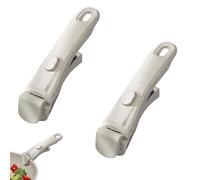 Lizeboyi 2 Pcs Detachable Pot Handle, 19 Cm Anti-Scald Silicone Removable Pan Handle, One-Clicks Handles for Frying Pans, Grill Pans and Most Cookware, Max 10 Kg - Creamy White