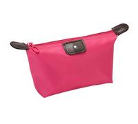 LiZEROGDAX 1 PC Rose Red Waterproof Nylon Cosmetic Pouch for Women, Foldable Dumpling Shaped Makeup Bag for Travel and Storage for woman