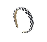 LiZEROGDAX 1 PCS Black and White Checkered Headbands Non Slip Sponge Puffy Gingham Head Bands for Women Girls Christmas Party Hair Accessories