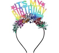 LiZEROGDAX 1pc Rainbow Bling Happy Birthdays Crown Headband，Girls with Sweet party Accessories