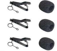 LiZEROGDAX 3PCS Black Metal Tie Lavalier Microphone Clip, with 3pc Lapel Mic Windscreen Foam Covers, Lapel Accessories for Fixing