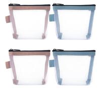 LiZEROGDAX 4Pcs pink,bule Mini Mesh Pouch Cosmetic Bags 4Inch Zipper, Portable Make Up Bags for Women, Travel Cosmetic Bag Mini Storage Bag for Coin Lipstick