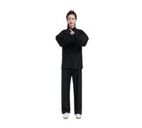 LIZHAYG Kung Fu Suit Women Cotton Tai Chi Suit Men Kung Fu Wushu Martial Arts Uniform Wing Chun Jacket Pant Oriental Exercise Clothing(Black,XXXL(185cm))