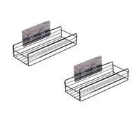 LIZHAYG Shower Tidy Wall Shelf Kitchen Organizer Shelves Bathroom Shelf Corner Iron Shower Caddy Storage Rack Shampoo Holder Bathroom Accessories(S-Black 2pcs)