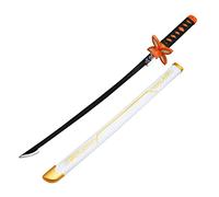 LIZHIZHI Demon Slayer Sword 75cm(30in) Bamboo Samurai Katana, Handmade Anime Cosplay Prop, Bamboo Blade Toy for Kids, Boys/Girls Gift