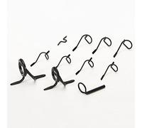 LIZHOUMIL 11pcs Fly Fishing Rod Guides Set, Fishing Tip Repair Kit, Hard Snake Guides and Tip Ring Hook Keeper, DIY Eye Rings for Rod Building or Repair Black 11pcs/Box