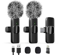 LIZHUZHONG Wireless Microphone for iPhone, iPad, Android, Lavalier Microphone for Video Recording - 2 Pack iPhone Mic Crystal Clear Recording for Podcast Microphone, ASMR, TikTok
