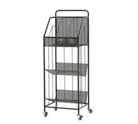 Lizhuzhuzs28 Office Brochure Display Stand Storage Bookshelf, Floor-Standing Metals Magazine Rack, Newspaper Stand Easy to Move Easy to Assemble Compartments for Living Room Literature(Black)