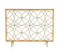 Lizhuzhuzs28 Spark Guard Metal Symmetrical Circle Fireplace Screen Household Heater Protective Fence Decoration Fireproof Net Spark Protection(Gold)