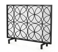 Lizhuzhuzs28 Spark Guard Metal Symmetrical Circle Fireplace Screen Household Heater Protective Fence Decoration Fireproof Net Spark Protection(Black)