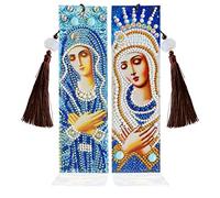 liziciti 2 Pieces 5D Diamond Painting Bookmarks Kits, Virgin Mary Madonna Tassel Bookmark DIY Art Craft Crystal Rhinestones Bookmark for Kids Adults Beginner, PU Leather 8.26x2.36 inch