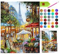 liziciti 5D Diamond Painting Kits,Paris Eiffel Tower & Street Full Drill 5D Diamond Painting KitsAdults Diamond Art CraftHome Wall Decor DIY,Canvas 12×16inch,Multicolor (art-zsh-ttxjusF)