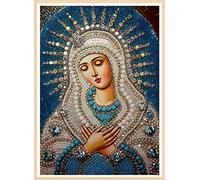 liziciti DIY 5D Diamond Painting by Number Kit,Virgin Mary Partial Drill Religious Christian Diamond Stitch Art Crafts Diamond Mosaic Paintings Picture 12'' x 16'',Multicolor (art+zsh+sm3usF)