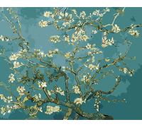 liziciti Paint by Number Kit On Canvas for Adults Beginner Van Gogh Famous Paintings DIY Acrylic Oil Painting Arts 16x20 Inch (Frameless, Almond Blossom)