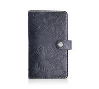 lizimandu Business Card Holder Book, Business Card Book Case PU Leather Organization Binder Name ID Card Holder for Men & Women, Up to 96 Cards Capacity, 1-Carved Black, 1 Pack