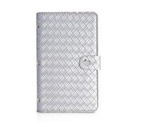 lizimandu Business Card Holder Book, Business Card Book Case PU Leather Organization Binder Name ID Card Holder for Men & Women, Up to 96 Cards Capacity, 1-Woven Silver, 1 Pack