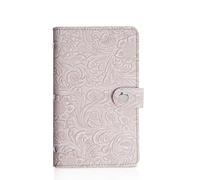 lizimandu Business Card Holder Book, Business Card Book Case PU Leather Organization Binder Name ID Card Holder for Men & Women, Up to 96 Cards Capacity, 1-Carved White2, 1 Pack