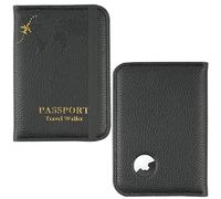 lizimandu Passport Holder with Airtag Slot, Airtag Passport Wallet for Men Women, Slim Leather Passport Holder Case Family for Travel Anti-Lost, 1-Lichee Black, 1 Pieces