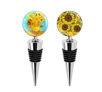 LIZIMANDU Wine Bottle Stoppers,Stainless Steel Wine Stoppers For Gifts, Bar, Holiday Party, Wedding(2-Sunflower)