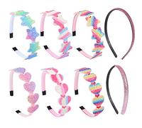 Lizioo 8pcs Girls Glitter Headbands Kids Headband Rainbow Headbands Sweet Headband Kids Headbands 6 Pcs (Pack of 1) Set-A