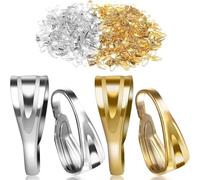 Liziyi 400 PCS Necklace Pendant Clasp, Pinch Bails for Jewelry Making, Gold & Silver Necklace Charm Clasp, Jewelry Findings Pendant Holder Bails for DIY Crafts