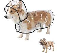 Liziyi Dog Rain Poncho for Small Medium Dogs Clear Thick Waterproof Raincoat with Hidden Leash Hole Adjustable Double Buckle Windproof Pet Hooded Cape for Bichon Poodle (Large)