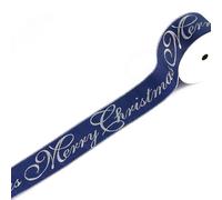 LIZLOVESS Navy Blue and Silver Merry Christmas Wired Ribbon 2.5 Inch x 10 Yards Navy Satin Christmas Ribbon with Silver Lettering Decorative Ribbon for Trees, Wreaths, Holiday Decorations