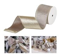 LIZLOVESS Taupe Velvet Wired Ribbon with Glitter Back 4 Inch Camel and Gold Christmas Ribbon Wired Taupe Ribbon for Christmas Tree, Gift Wrapping, Mantel, Wreaths Supplies, Topper Bows (10 Yards)