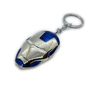 LizMatech Marvel Keyrings for Men: Iron Man Mask Keychain, a Perfect Ironman Gift (Shiny Chrome Blue & Silver)