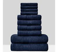 LIZZIE JACOBS 10 Pieces Towel Bale Sets 100% Pure Egyptian Cotton Premium Hotel Quality Towels Bale Set 500 GSM Super Soft Extra Absorbent 4 Face 4 Hand 2 Bath Towels Sets Bathroom Accessories (Navy)