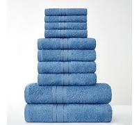 LIZZIE JACOBS 10 Pieces Towel Bale Sets 100% Pure Egyptian Cotton Premium Hotel Quality Towels Bale Set 500 GSM Super Soft Extra Absorbent 4 Face 4 Hand 2 Bath Towels Sets Bathroom Accessories (Blue)