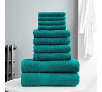 LIZZIE JACOBS 10 Pieces Towel Bale Sets 100% Pure Egyptian Cotton Premium Hotel Quality Towels Bale Set 500 GSM Super Soft Extra Absorbent 4 Face 4 Hand 2 Bath Towels Sets Bathroom Accessories (Teal)