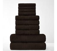 10 Pieces Towel Bale Sets 100% Pure Egyptian Cotton Premium Hotel Quality Towels Bale Set 500 GSM Super Soft Extra Absorbent 4 Face 4 Hand 2 Bath Towels Sets Bathroom Accessories (Walnut)