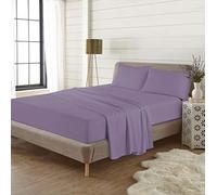 LIZZIE JACOBS 100% Brushed Cotton Flannelette Thermal Fitted Sheets Super Soft Warm Cosy Luxury Plain Fitted Sheet (Lilac, Pillowcase Pair)