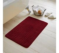 LIZZIE JACOBS 2 Pieces Bath Mat and Pedestal Mat Sets Anti Slip Extra Absorbent Regular Size Super Soft Greek Style Bathroom Rugs (Burgundy)