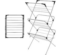 LIZZIE JACOBS 3 Tier Folding Clothes Airer for Laundry Indoor and Outdoor Foldable Drying Rack Lightweight Space Saving Non-Slip Feet Home Storage Washing Line