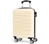 LIZZIE JACOBS 32L Hard Shell Cabin Suitcase 45x36x20cm - EasyJet Underseat & Overhead Approved Lightweight Carry, Detachable 360 Spinner Wheels, Water-Resistant Travel Trolley (Beige)
