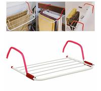 LIZZIE JACOBS 3M Cloth Dryer Rack Metal Hanging Radiator Folding Airier Towel Holder Rail Balcony Over Door Window Mount Drying Rack Indoor Outdoor Rust Proof Dryer Foldable Adjustable Hooks