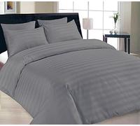 400 Thread Count Satin Stripes Duvet Cover Sets Super Soft Luxurious 100% Egyptian Cotton Hotel Quality Quilt Covers Bedding Sets (Grey, Double Duvet Set)