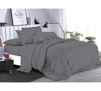 LIZZIE JACOBS 400 Thread Count Satin Stripes Extra Deep Fitted Sheets Super Soft Luxurious 100% Egyptian Cotton Hotel Quality 40cms Deep Fitted Bed Sheets (Grey, King Fitted Sheet)